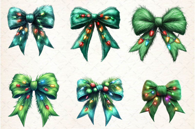 Green Grinch Coquette Bow Clipart Bundle - CraftNest - Digital Crafting and Art