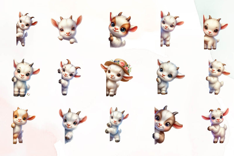 Goat Peeking Around Corner Clipart Bundle - CraftNest - Digital Crafting and Art