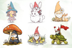 Gnomes With Small Animals Clipart Bundle - CraftNest - Digital Crafting and Art
