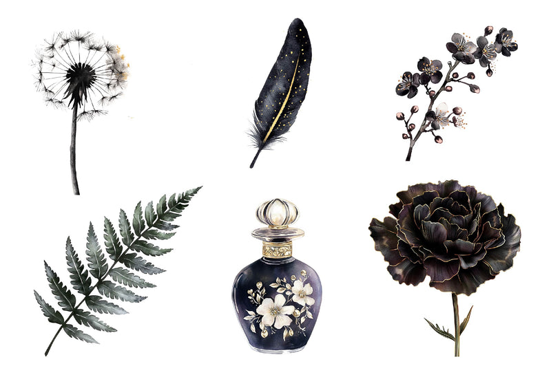 Glitter Luxury Black Spring Clipart Bundle - CraftNest - Digital Crafting and Art