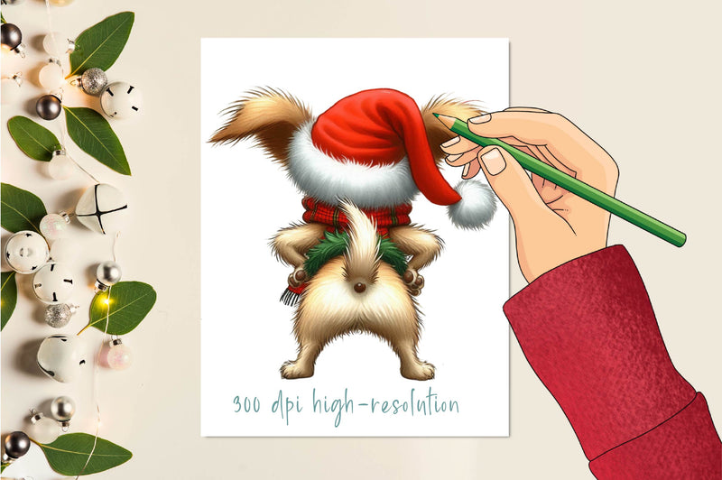 Funny Christmas Dog From Behind Clipart Bundle - CraftNest - Digital Crafting and Art