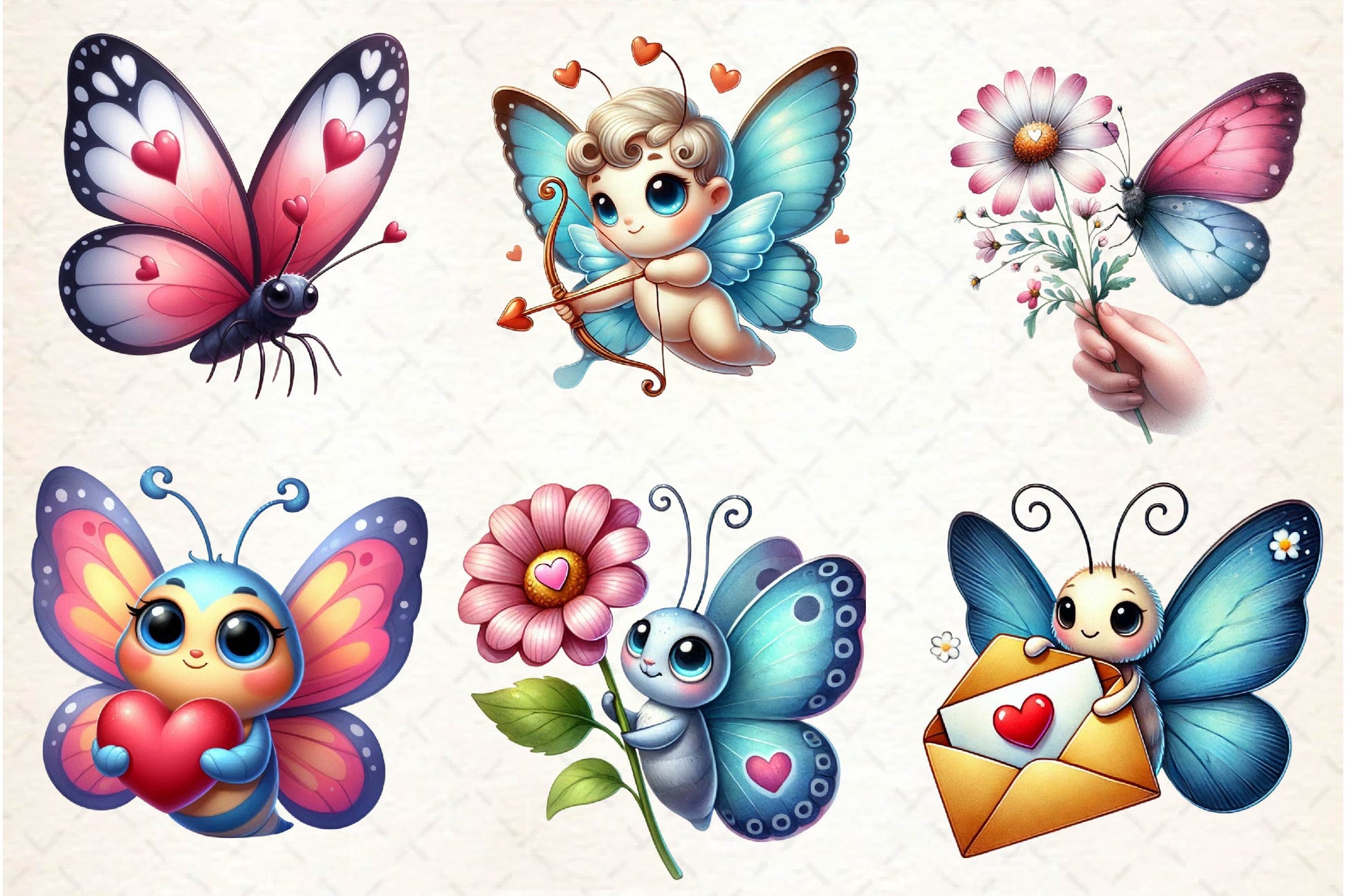 Valentine Butterflies Clipart Bundle - CraftNest - Digital Crafting and Art