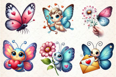 Valentine Butterflies Clipart Bundle - CraftNest - Digital Crafting and Art