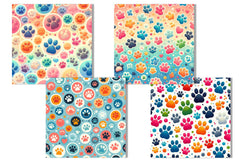 Colorful Paw Prints Backgrounds Clipart Bundle - CraftNest - Digital Crafting and Art