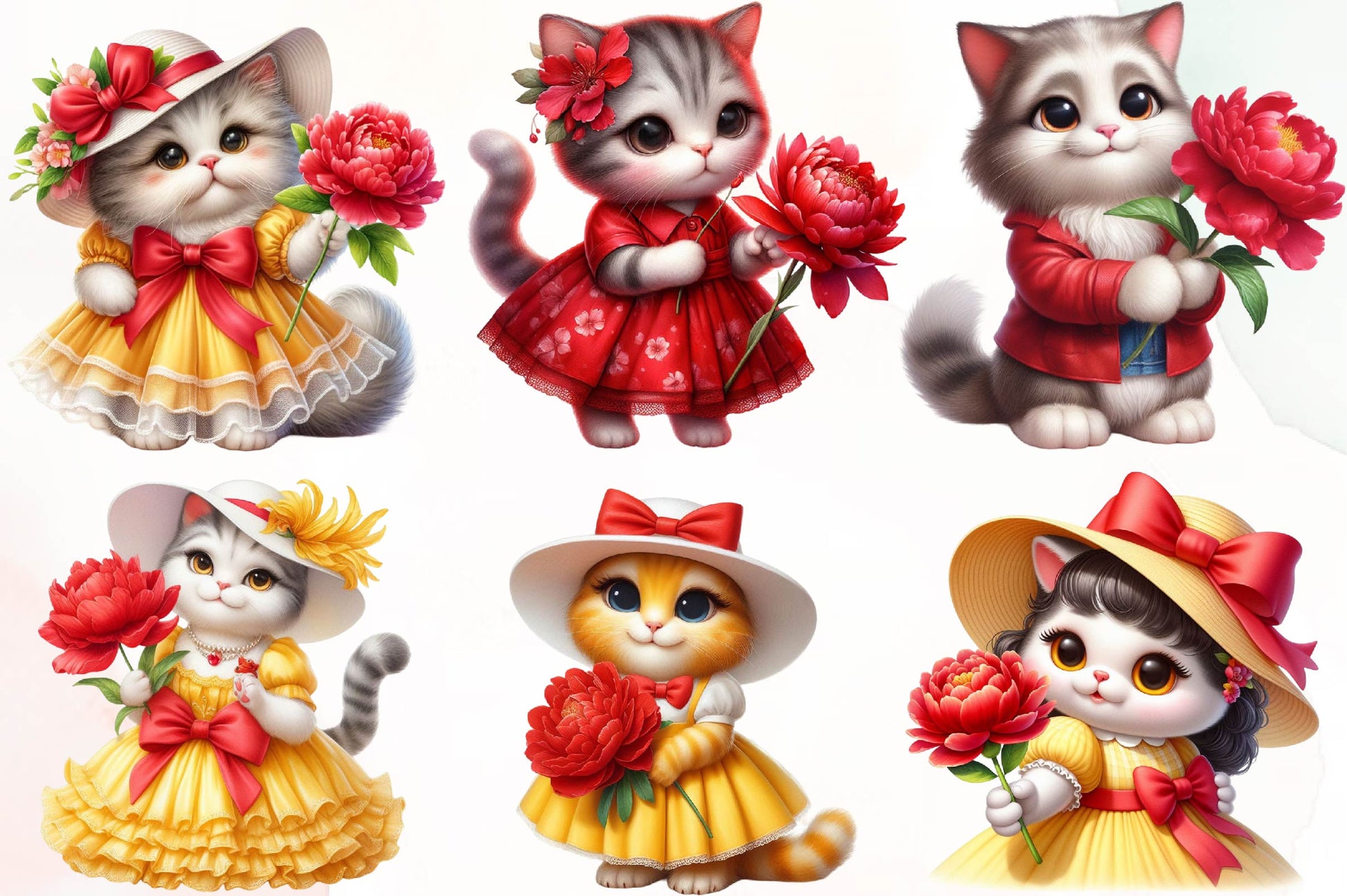 Cat Spring Flowers Clipart Bundle - CraftNest - Digital Crafting and Art