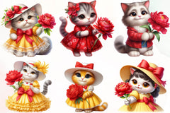 Cat Spring Flowers Clipart Bundle - CraftNest - Digital Crafting and Art