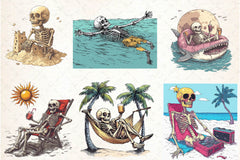 Funny Summer Skeleton Clipart Bundle - CraftNest - Digital Crafting and Art