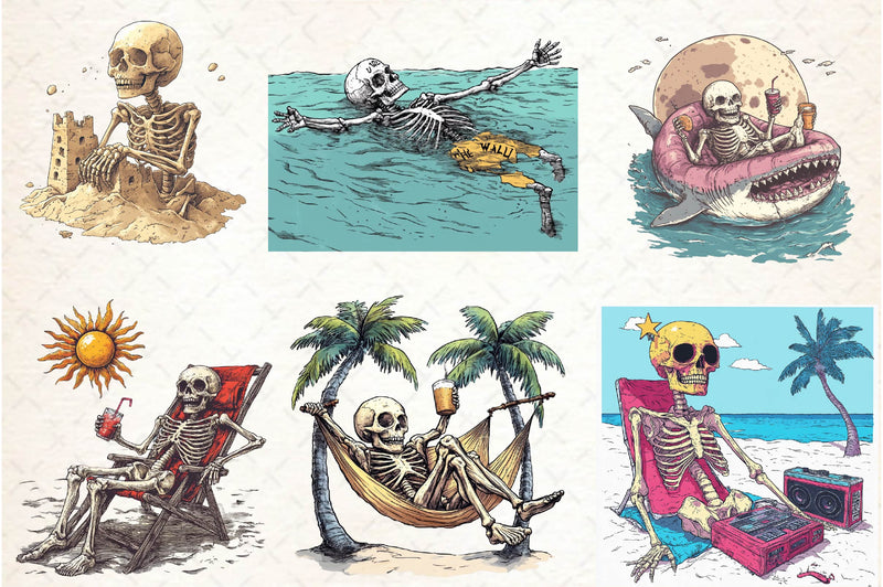 Funny Summer Skeleton Clipart Bundle - CraftNest - Digital Crafting and Art