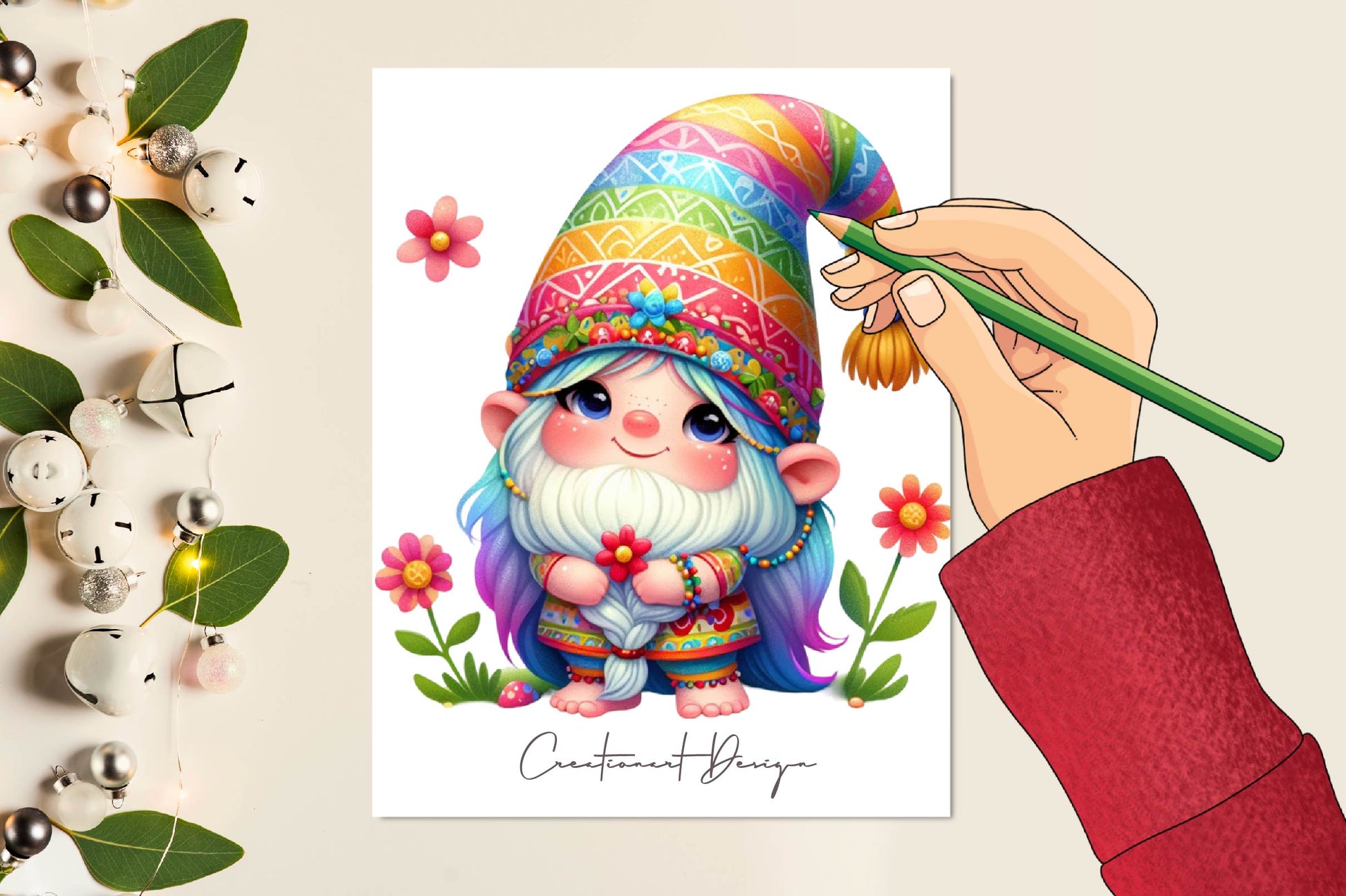 Cute Hippie Gnome Clipart Bundle - CraftNest - Digital Crafting and Art