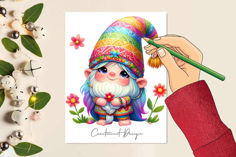 Cute Hippie Gnome Clipart Bundle - CraftNest - Digital Crafting and Art
