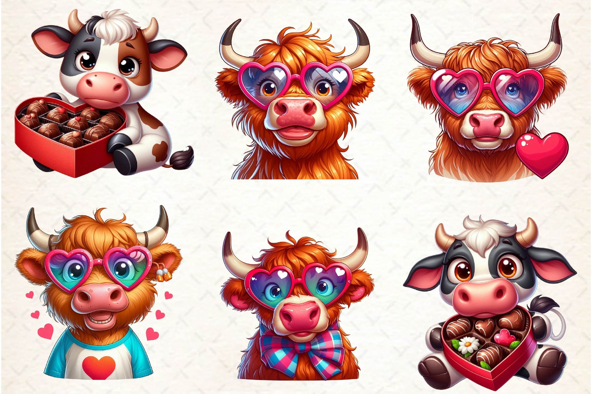 Cute Valentine Cow Clipart Bundle - CraftNest - Digital Crafting and Art