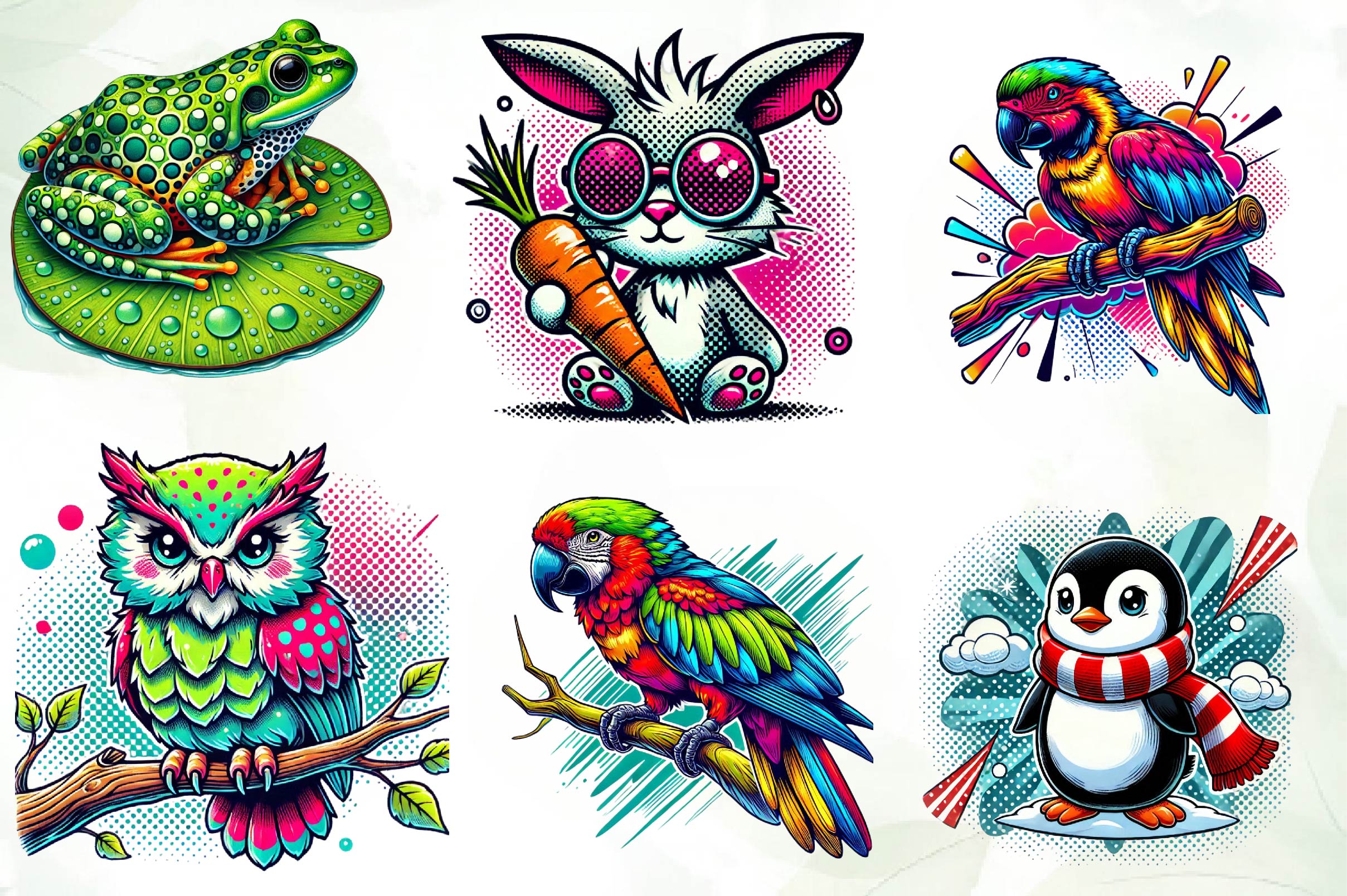 Animals Pop Art Clipart Bundle - CraftNest - Digital Crafting and Art