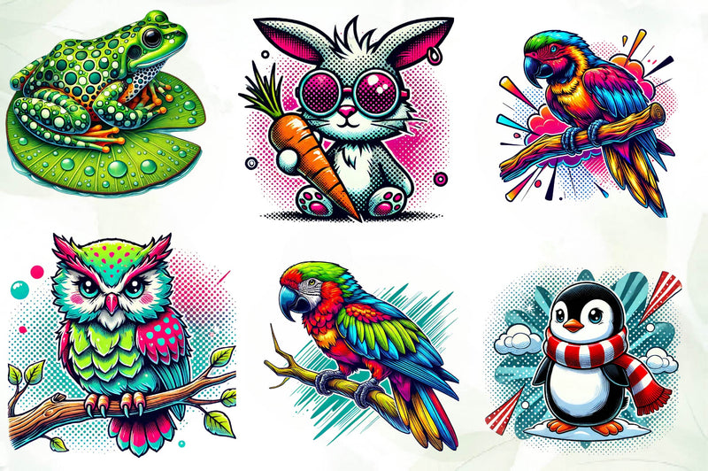 Animals Pop Art Clipart Bundle - CraftNest - Digital Crafting and Art