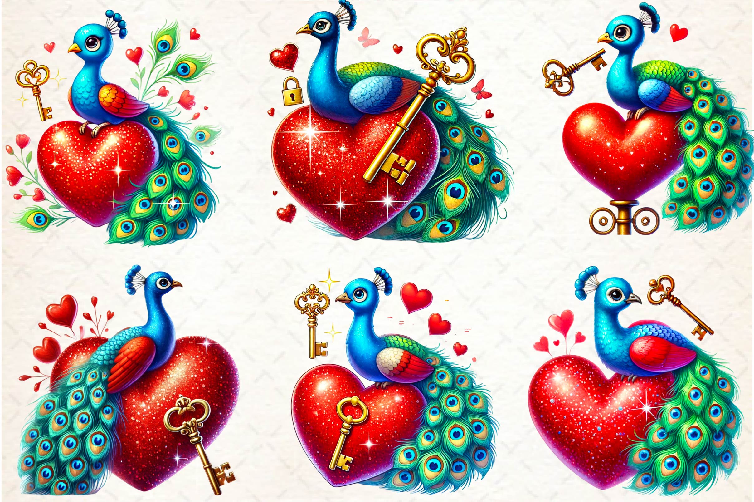 Valentines Peacock Clipart Bundle - CraftNest - Digital Crafting and Art