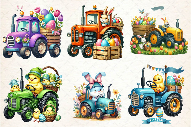 Easter Farm Tractor Clipart Bundle - CraftNest - Digital Crafting and Art