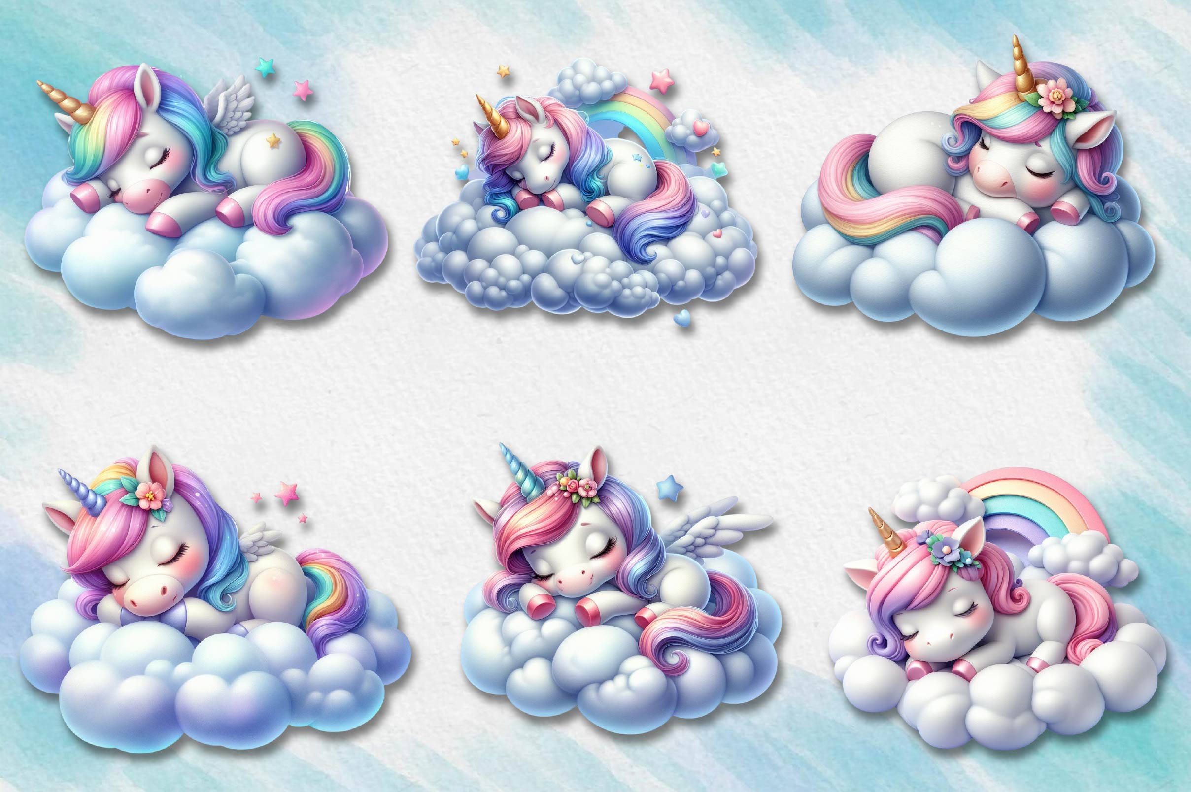 Sleeping Baby Unicorn Clipart Bundle - CraftNest - Digital Crafting and Art