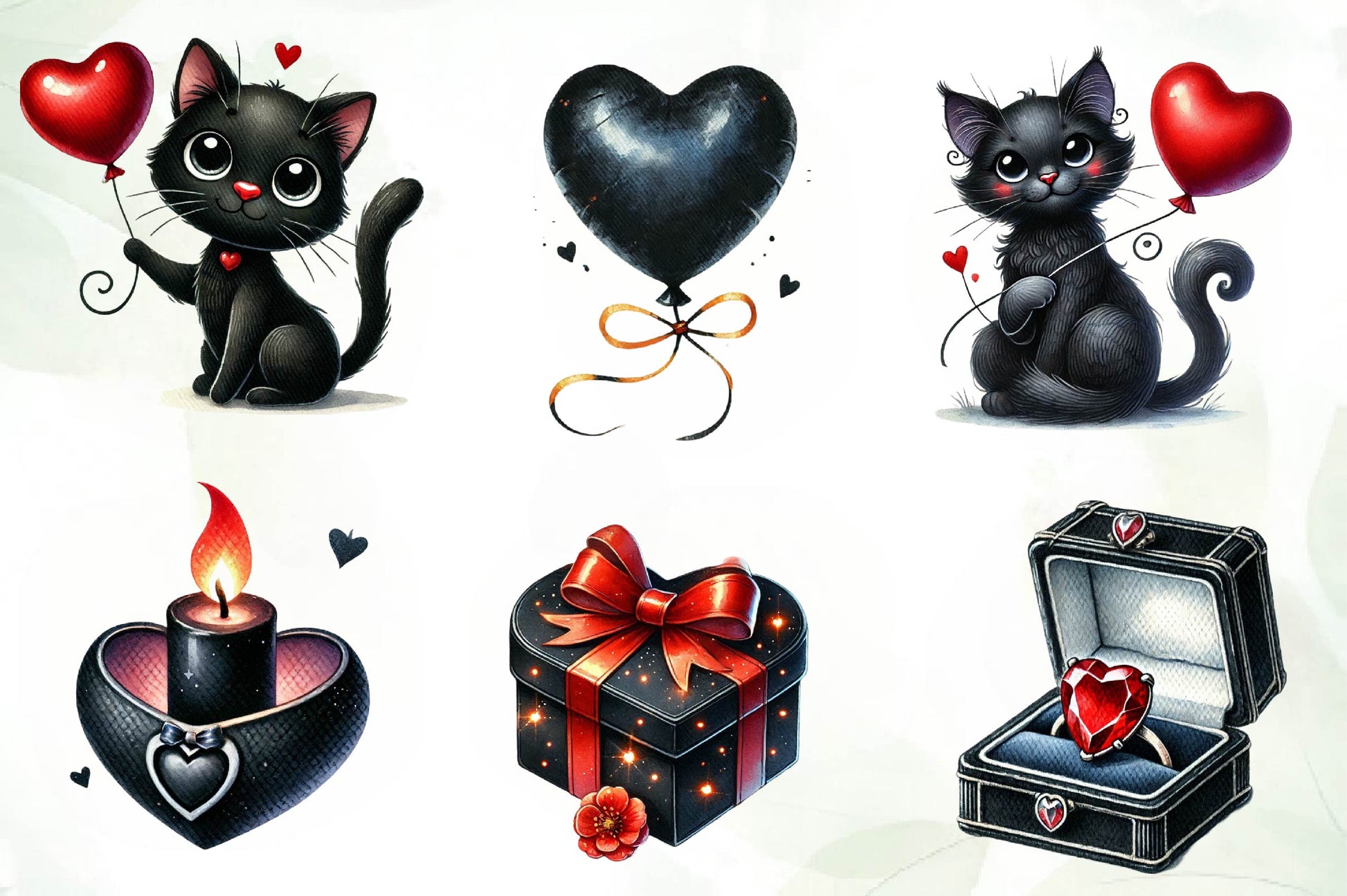 Black Valentine Clipart Bundle - CraftNest - Digital Crafting and Art