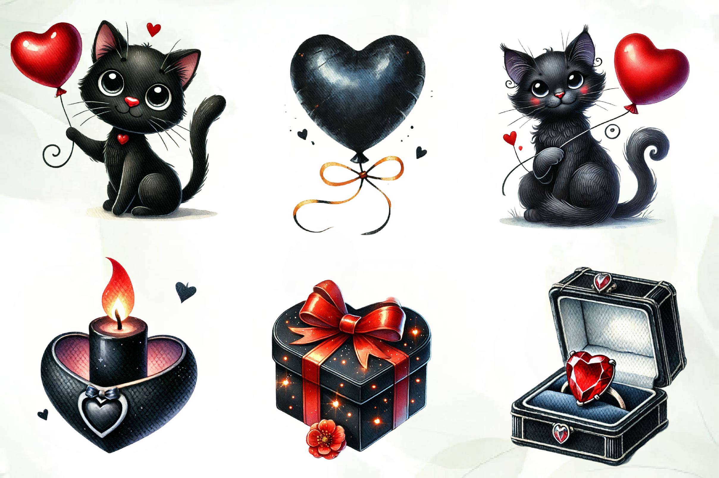 Black Valentine Clipart Bundle - CraftNest - Digital Crafting and Art