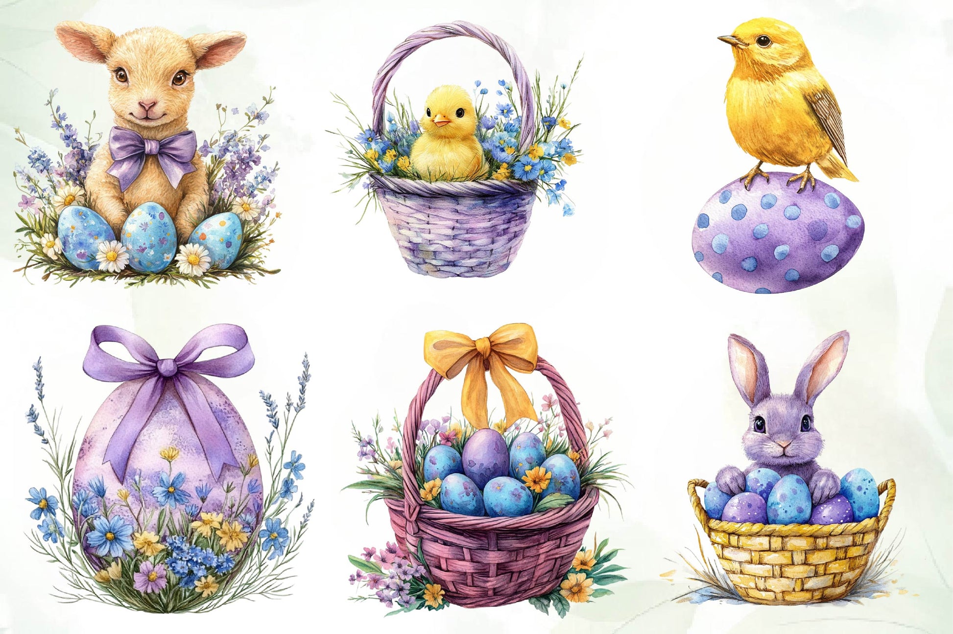 Purple Pastel Easter Clipart Bundle - CraftNest - Digital Crafting and Art