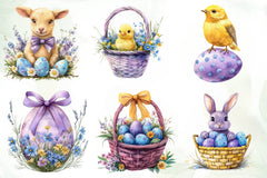 Purple Pastel Easter Clipart Bundle - CraftNest - Digital Crafting and Art