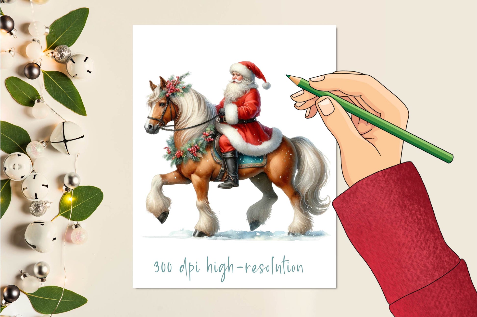 Western Santa Sitting Horse Clipart Bundle - CraftNest - Digital Crafting and Art