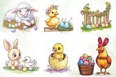 Cute Easter Farm Clipart Bundle - CraftNest - Digital Crafting and Art