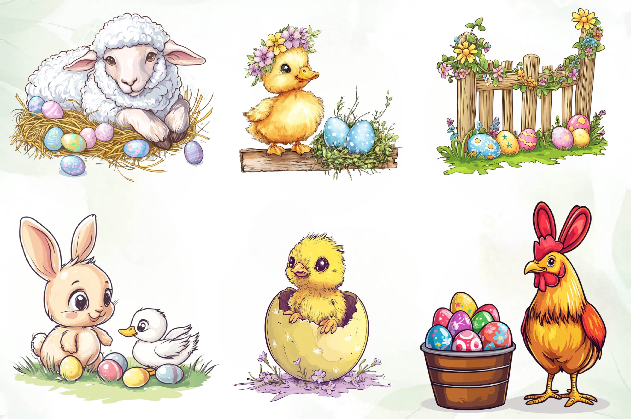 Cute Easter Farm Clipart Bundle - CraftNest - Digital Crafting and Art