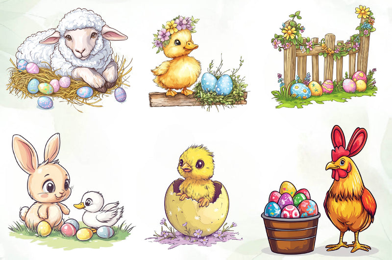 Cute Easter Farm Clipart Bundle - CraftNest - Digital Crafting and Art