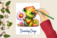 Cute Chameleon Clipart Bundle - CraftNest - Digital Crafting and Art