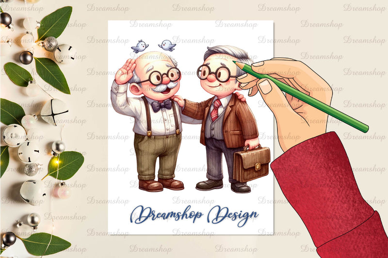 Funny Old Men Friendship Clipart Bundle - CraftNest - Digital Crafting and Art
