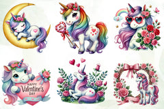 Cute Valentines Day Unicorn Clipart Bundle - CraftNest - Digital Crafting and Art
