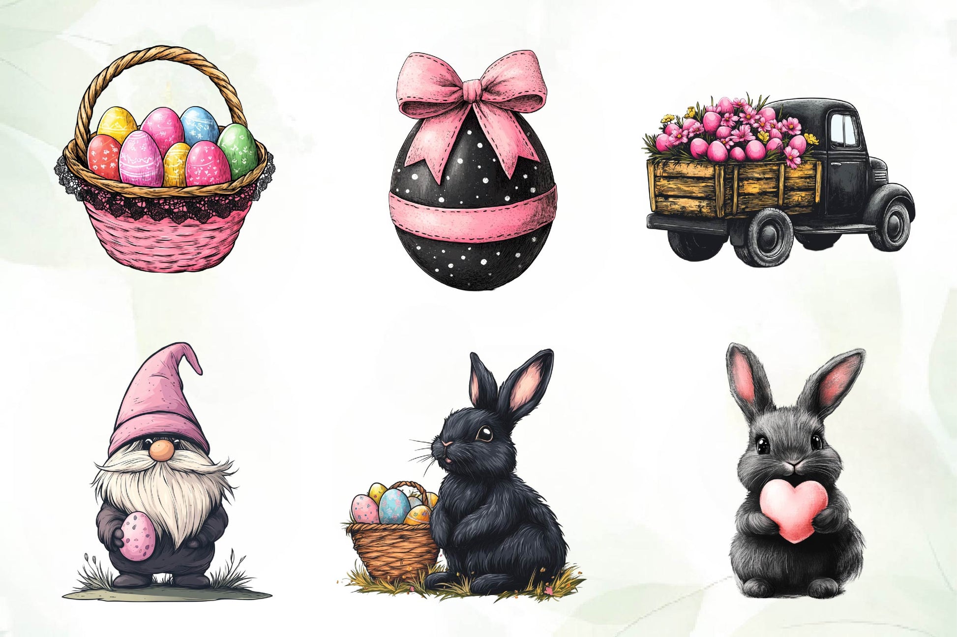 Black & Pink Easter Clipart Bundle - CraftNest - Digital Crafting and Art