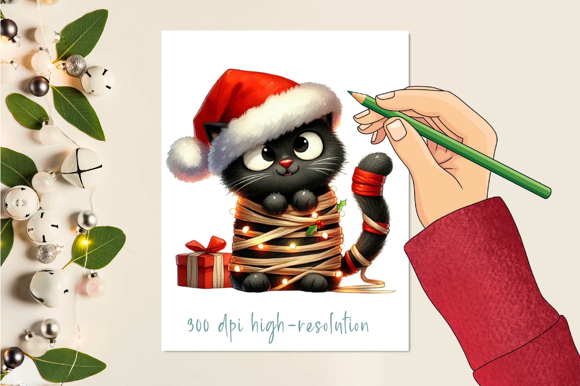 Funny Christmas Black Cat Clipart Bundle - CraftNest - Digital Crafting and Art