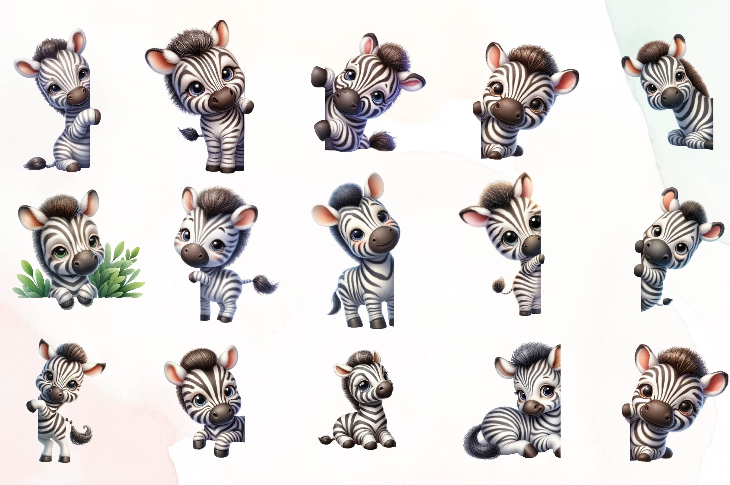 Zebra Peeking Around Corner Clipart Bundle - CraftNest - Digital Crafting and Art