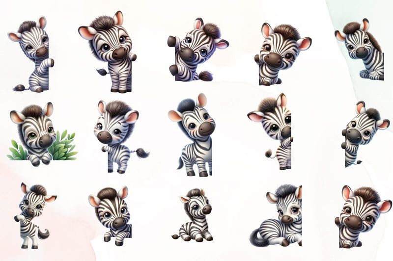 Zebra Peeking Around Corner Clipart Bundle - CraftNest - Digital Crafting and Art