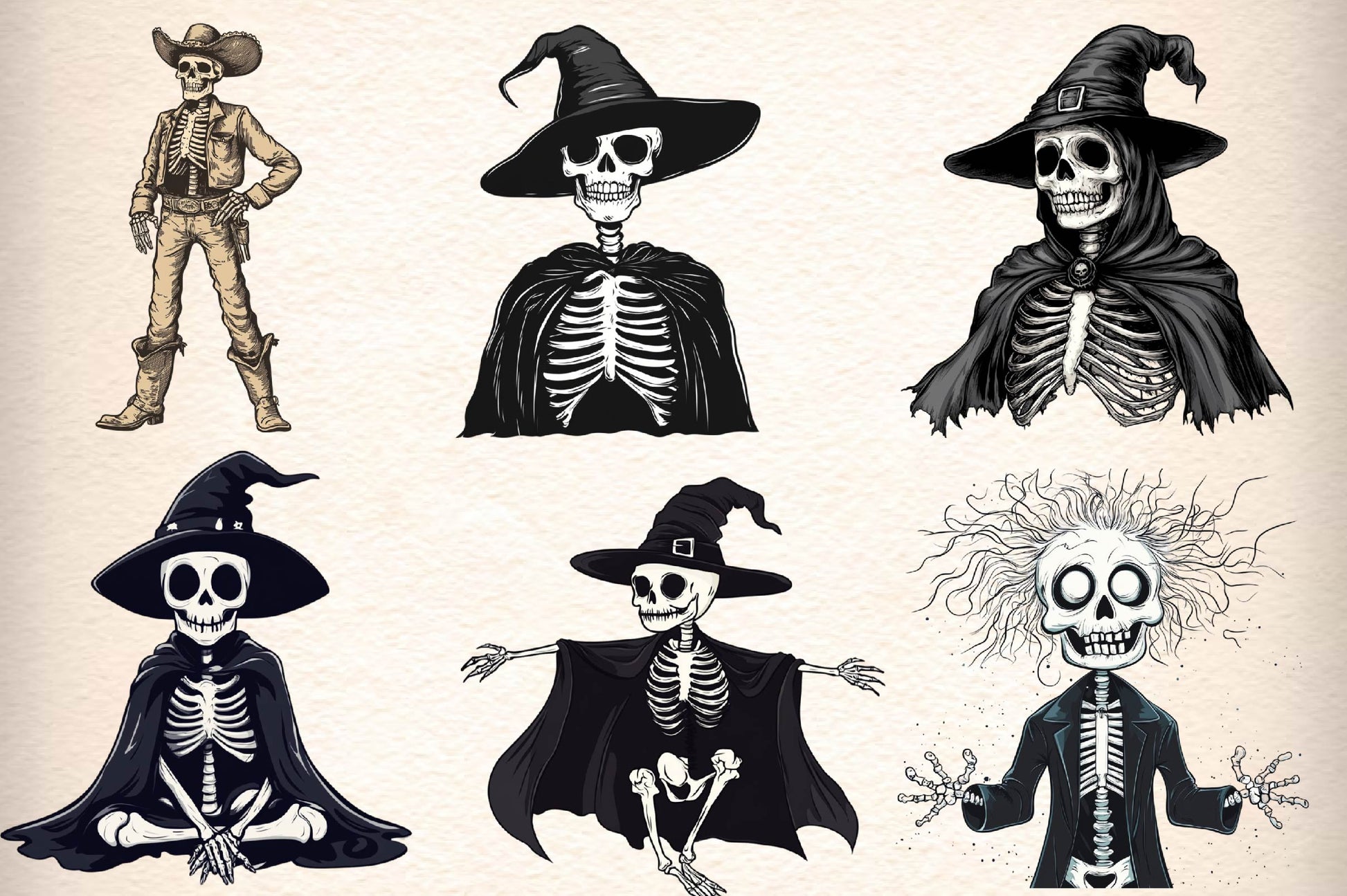 Funny Halloween Skeletons Clipart Bundle - CraftNest - Digital Crafting and Art