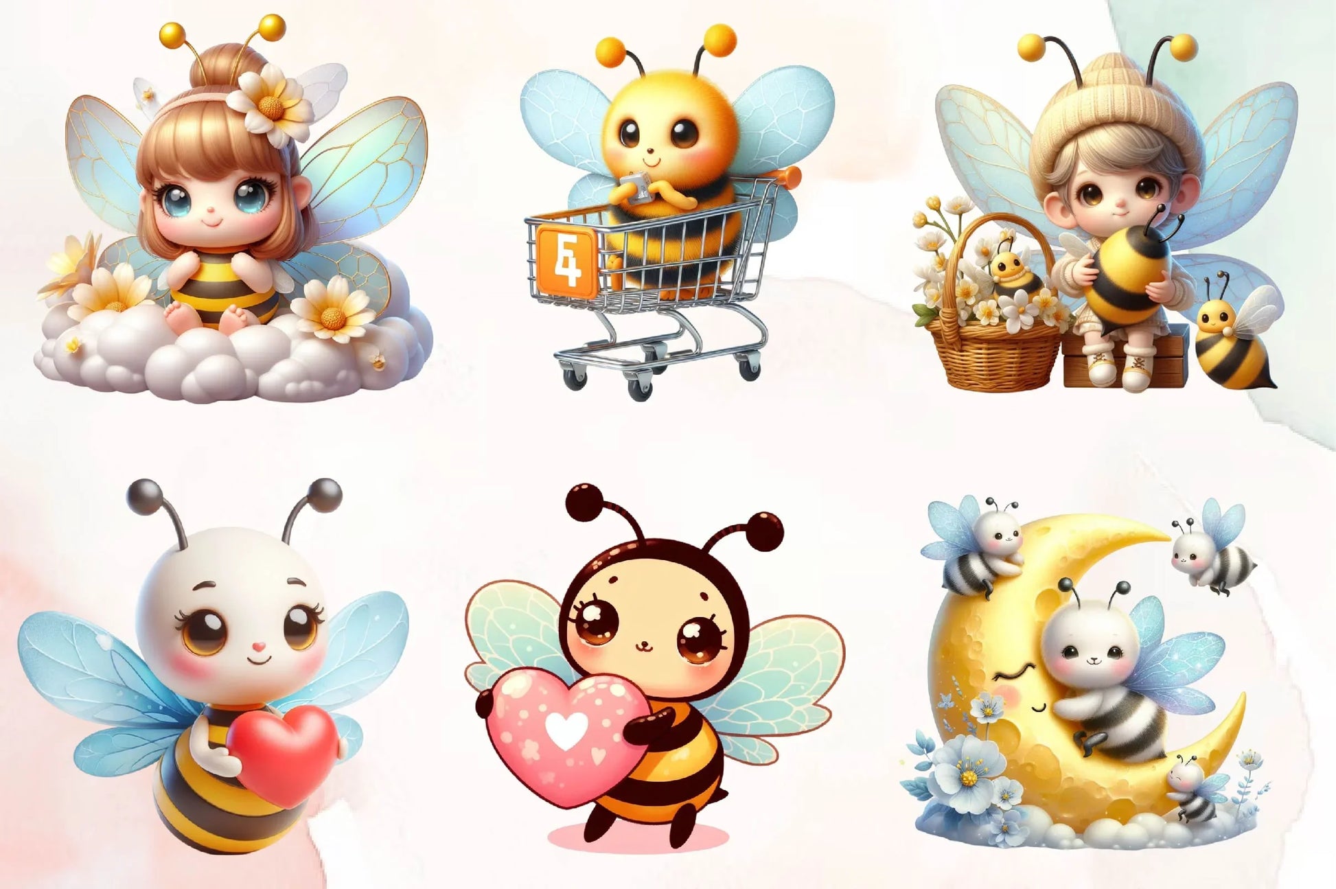Cute Bee Clipart Bundle 1 - CraftNest - Digital Crafting and Art