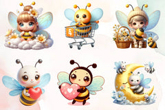 Cute Bee Clipart Bundle 1 - CraftNest - Digital Crafting and Art