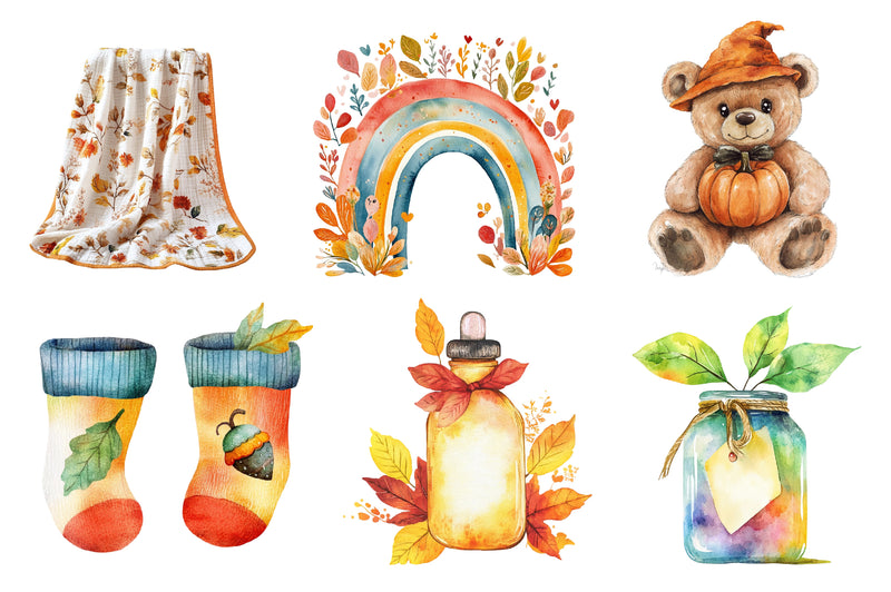 Autumn Baby Shower Clipart Bundle - CraftNest - Digital Crafting and Art