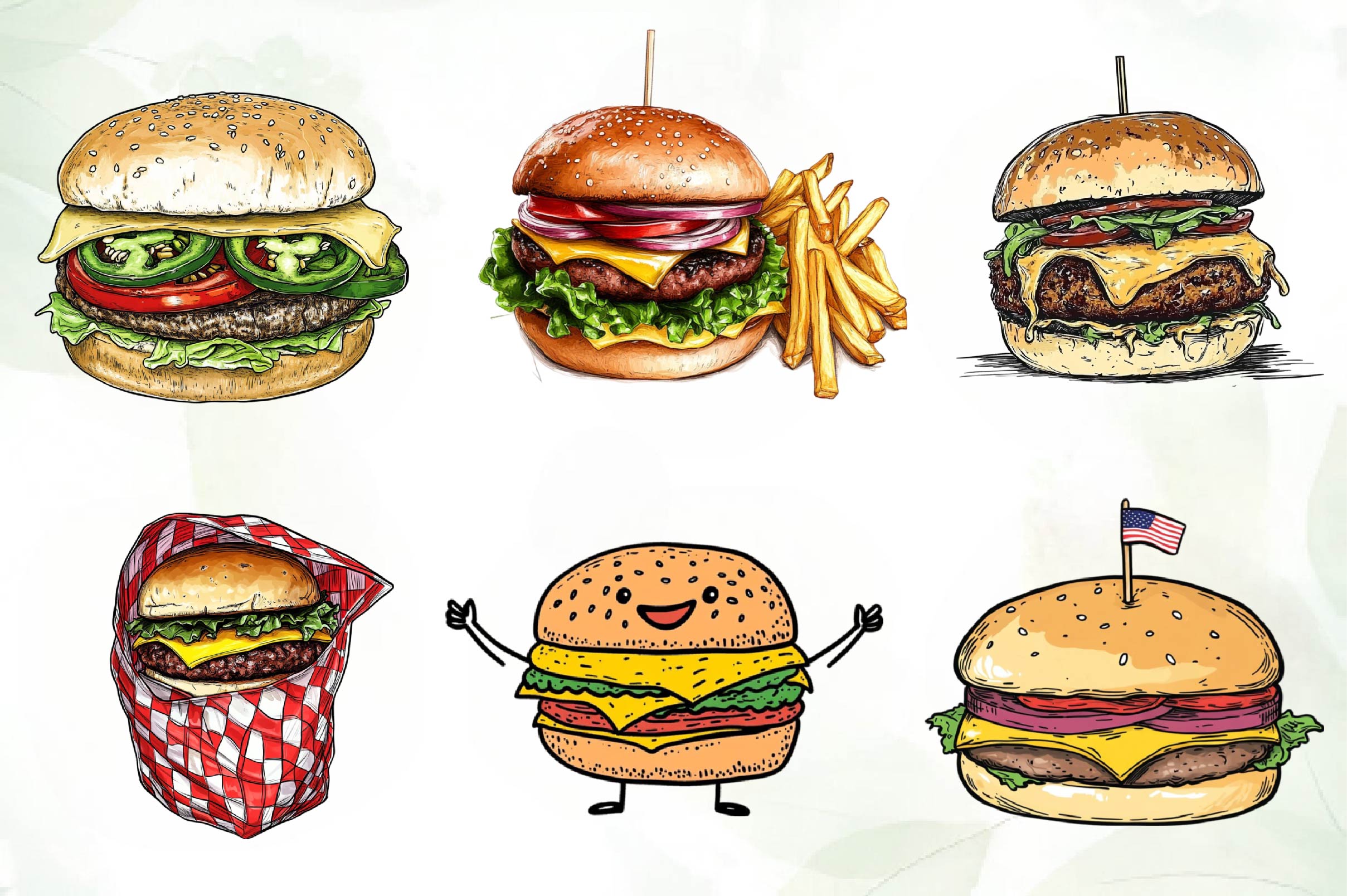Cheeseburger Clipart Bundle - CraftNest - Digital Crafting and Art