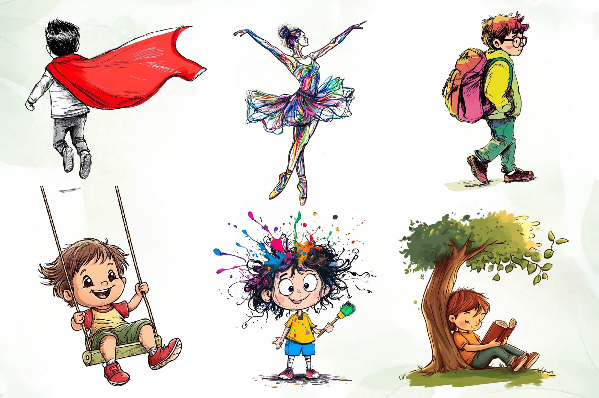 Hand Drawn Children Clipart Bundle 1 - CraftNest - Digital Crafting and Art