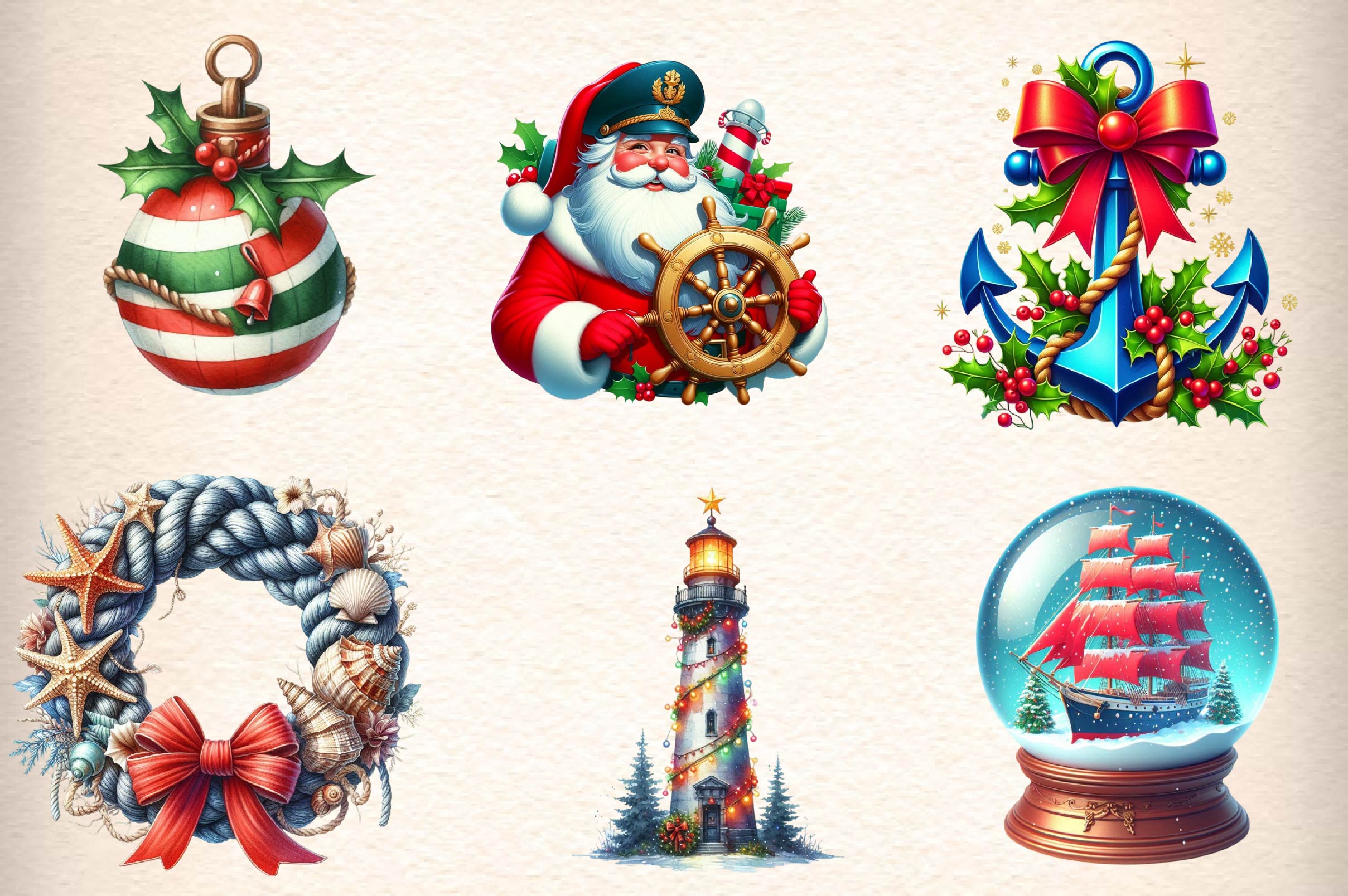 Nautical Christmas Clipart Bundle - CraftNest - Digital Crafting and Art