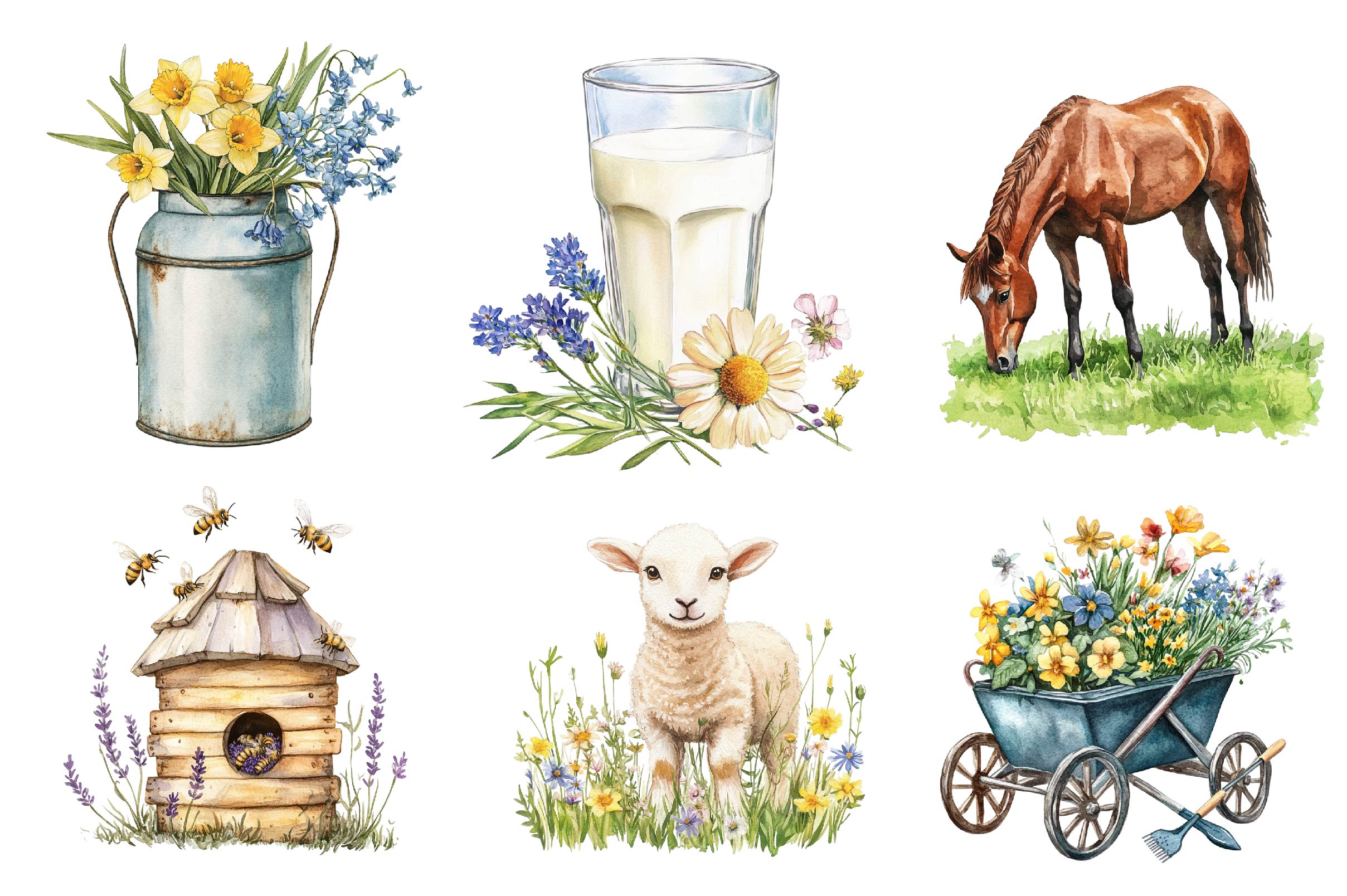 Spring Countryside Farm Clipart Bundle - CraftNest - Digital Crafting and Art