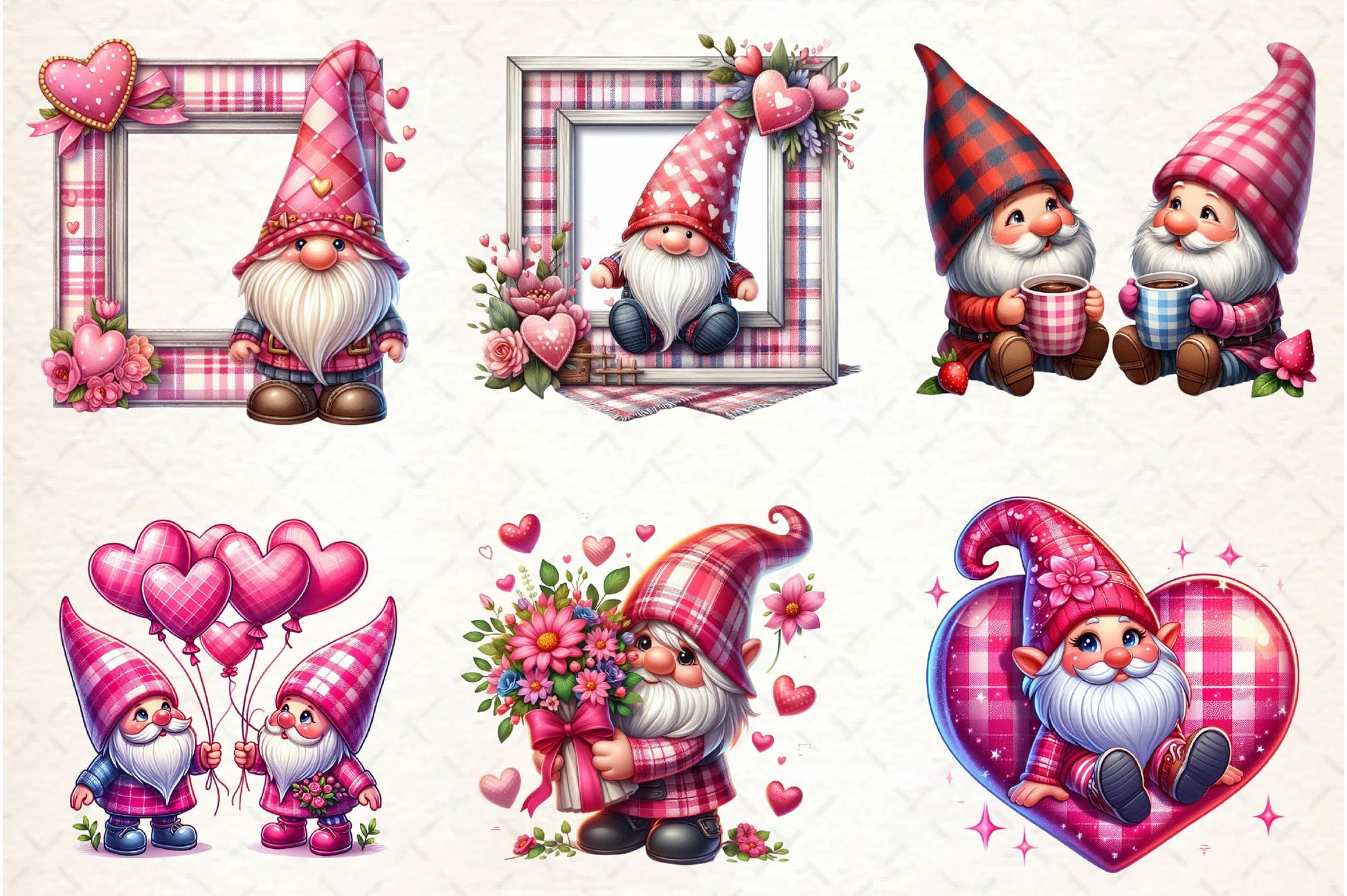 Pink Valentine Gnome In Love Clipart Bundle - CraftNest - Digital Crafting and Art