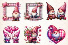 Pink Valentine Gnome In Love Clipart Bundle - CraftNest - Digital Crafting and Art