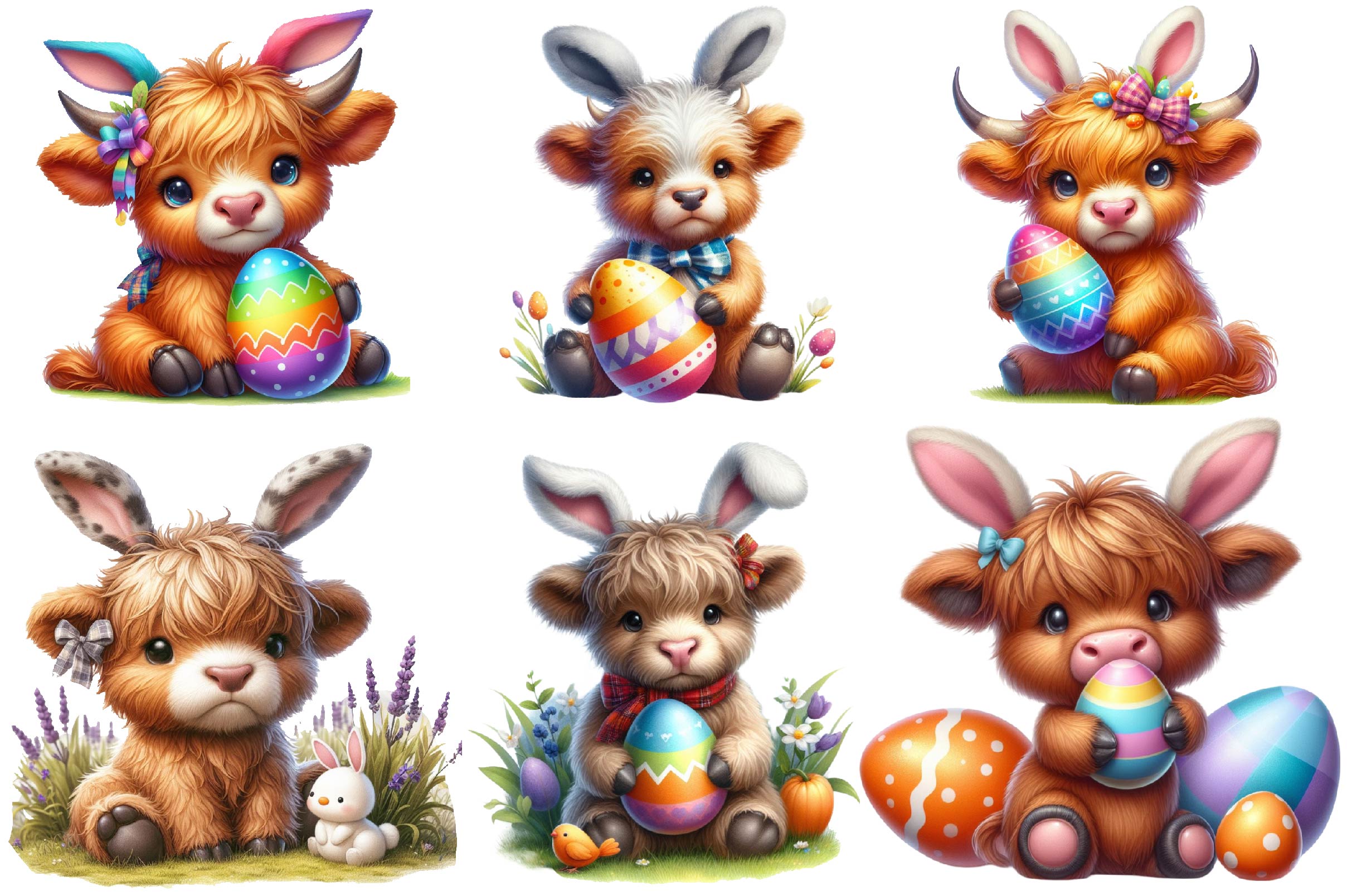 Highland Cow Easter Day Clipart Bundle - CraftNest - Digital Crafting and Art