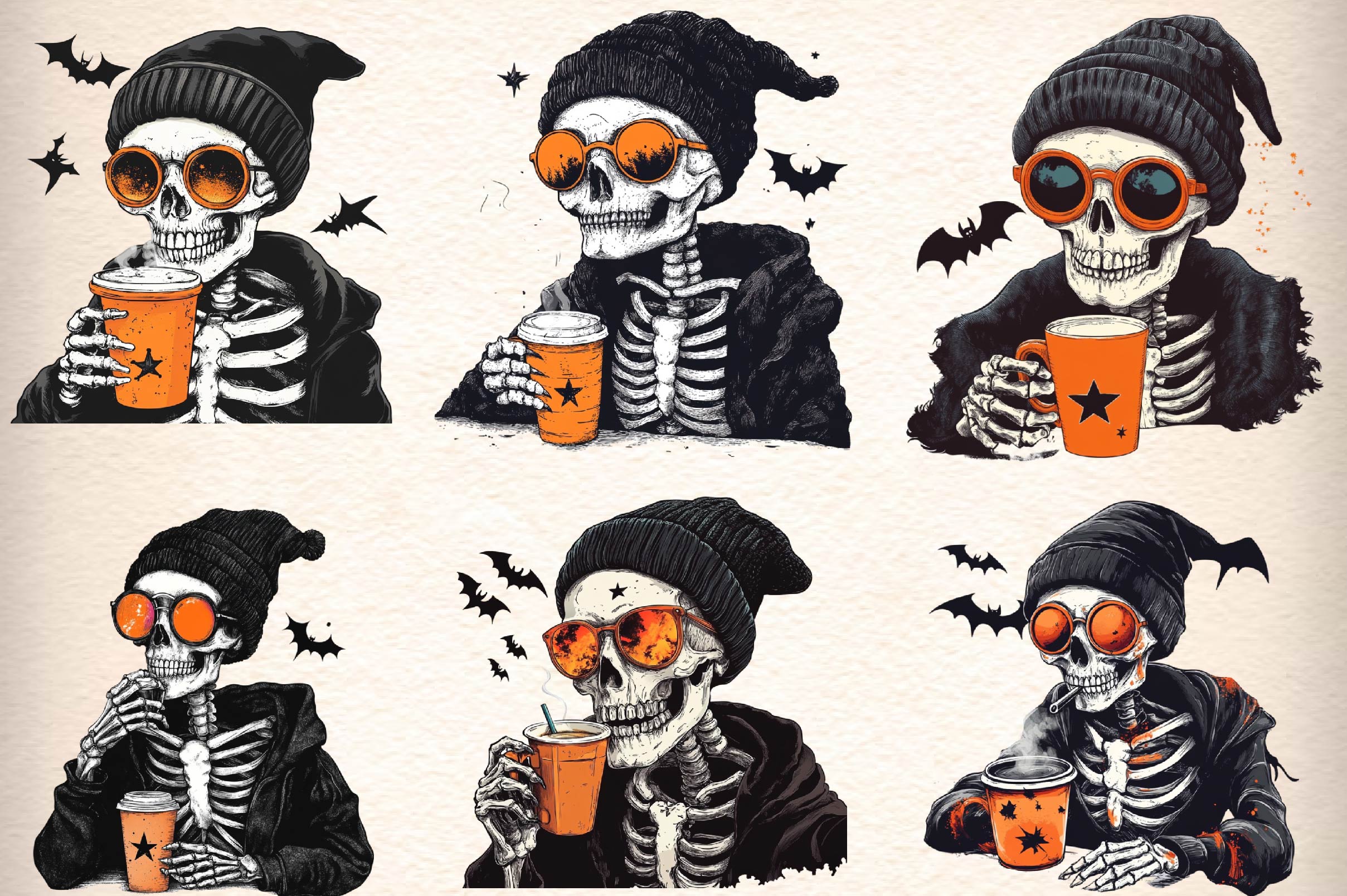 Halloween Drinking Skeleton Clipart Bundle - CraftNest - Digital Crafting and Art
