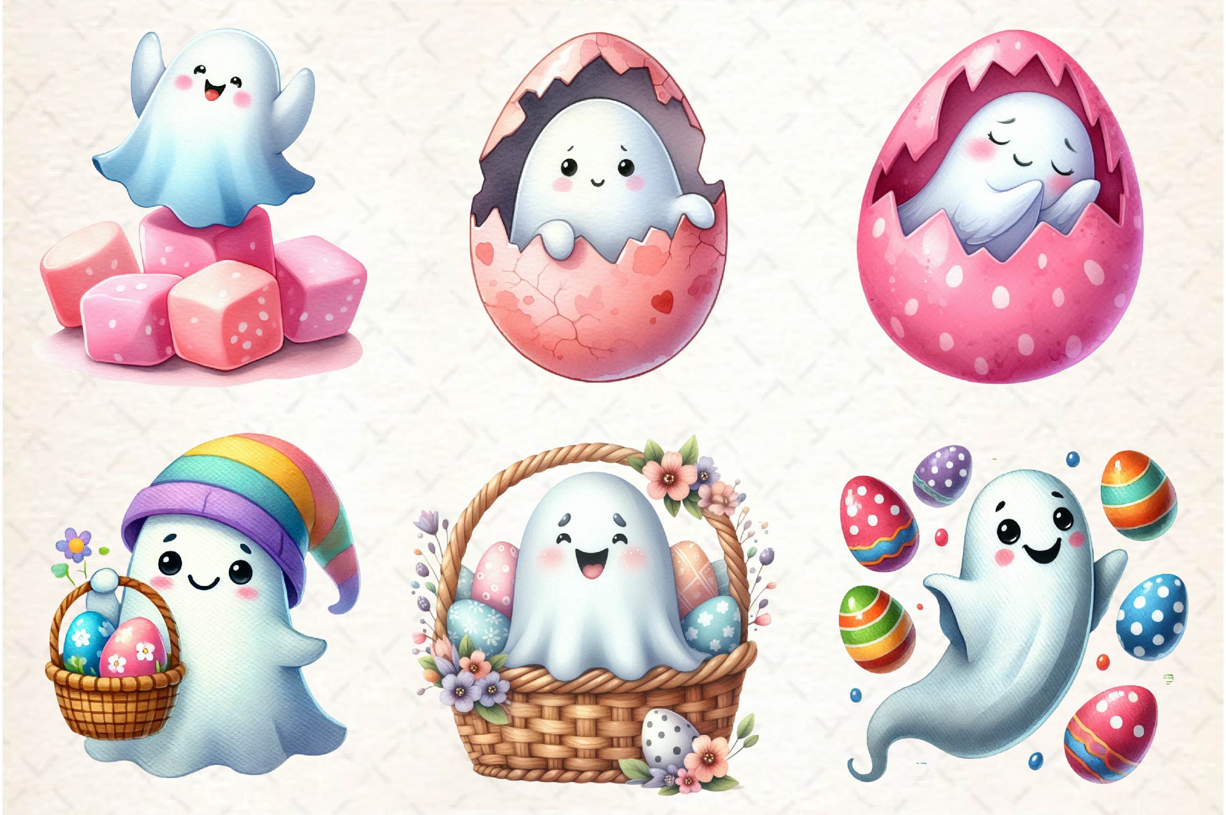 Cute Easter Ghost Clipart Bundle - CraftNest - Digital Crafting and Art