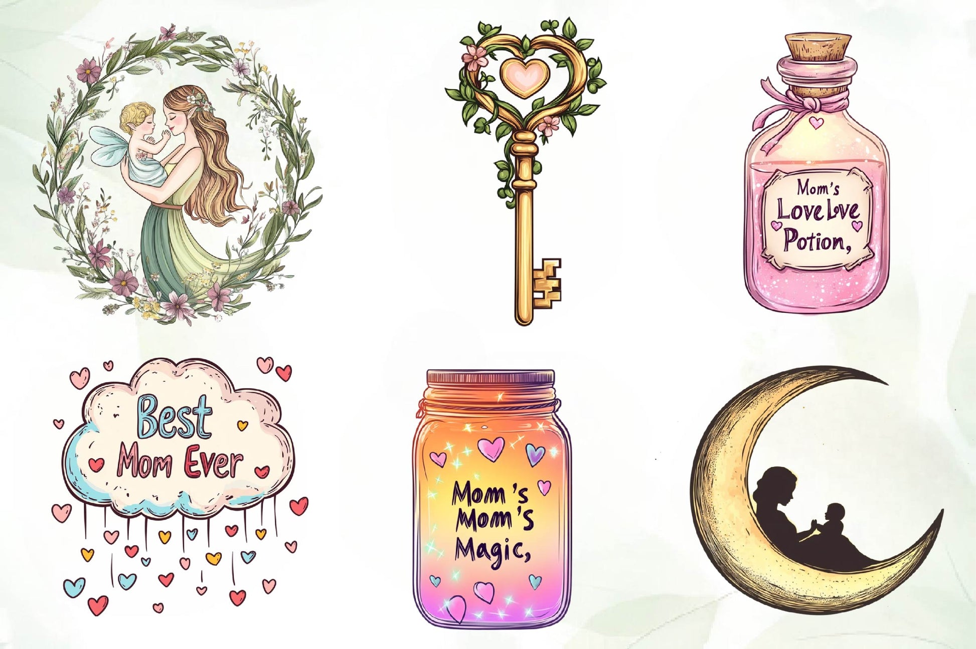 Whimsical Mothers Day Art Set Clipart Bundle - CraftNest - Digital Crafting and Art