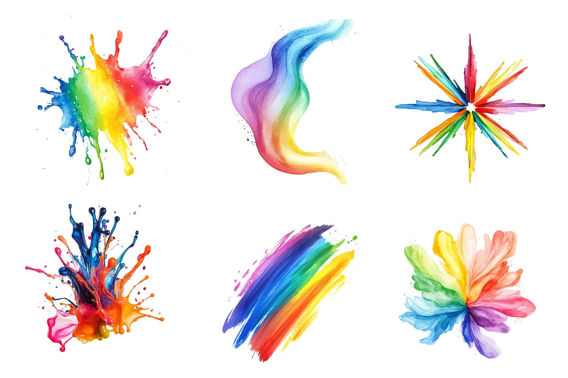 Rainbow Paint Splash Clipart Bundle - CraftNest - Digital Crafting and Art